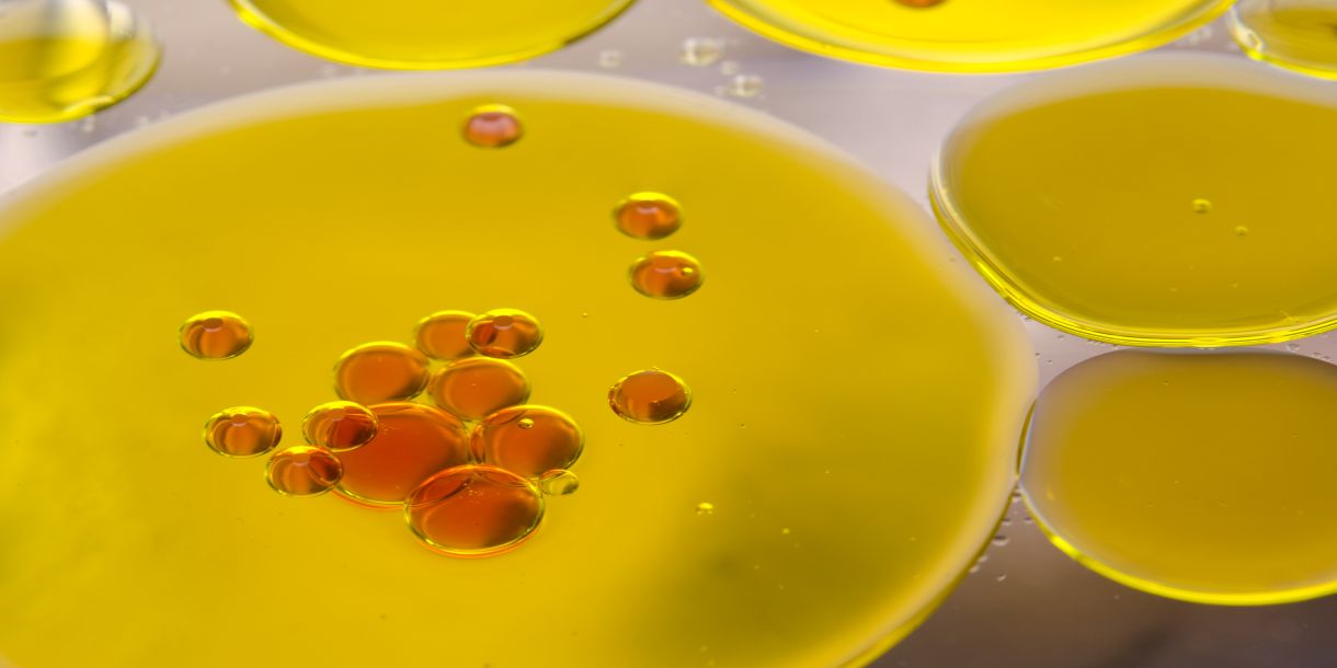 Oil droplets floating on the surface of water